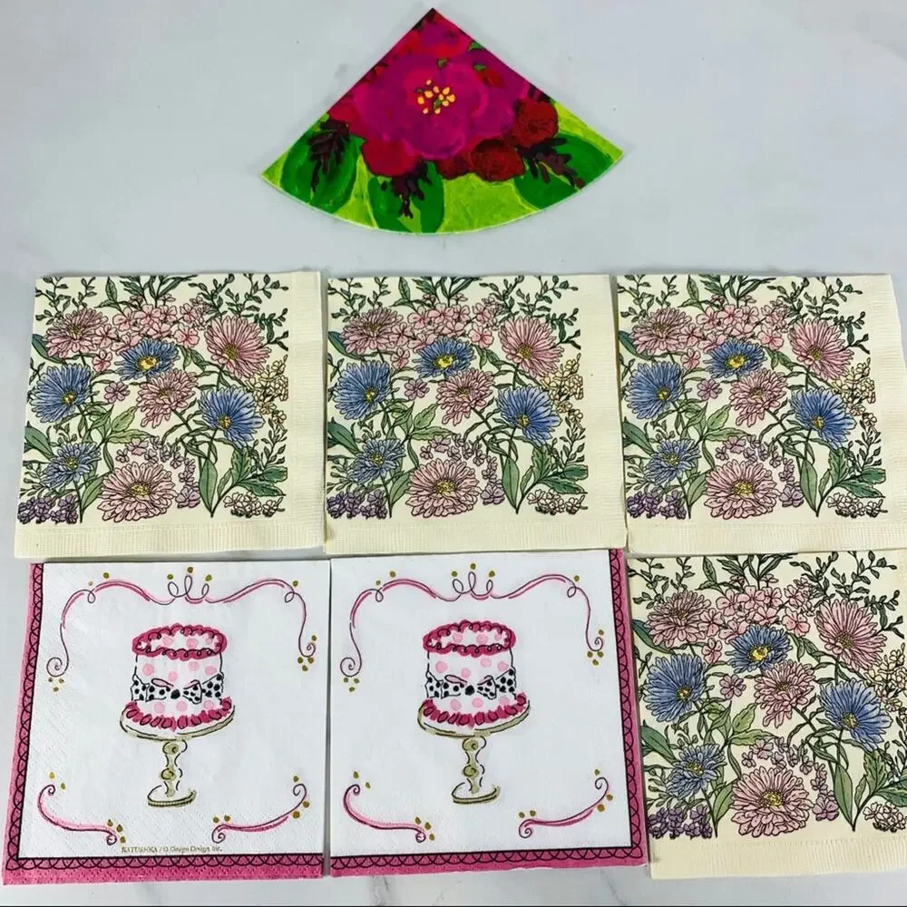 7 Vintage Napkins for Art Decoupage Crafting
